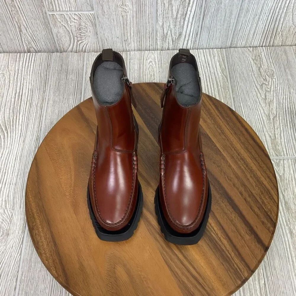 Hereu Studio Andreu Low Calf Zipped Boot Chelsea Boot Nib Russet Color Size 35eu — image 6 of 8